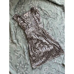 Banana Republic Heritage Silk Blend Dress Size 4 Leopard Print V-Neck